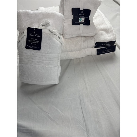 8 PC Brooks Brothers Turkish Soft Bath Towel, Hand And Washcloth Color White - Picture 1 of 16